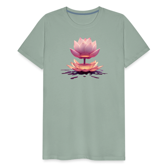 Pink Lotus Flower - steel green